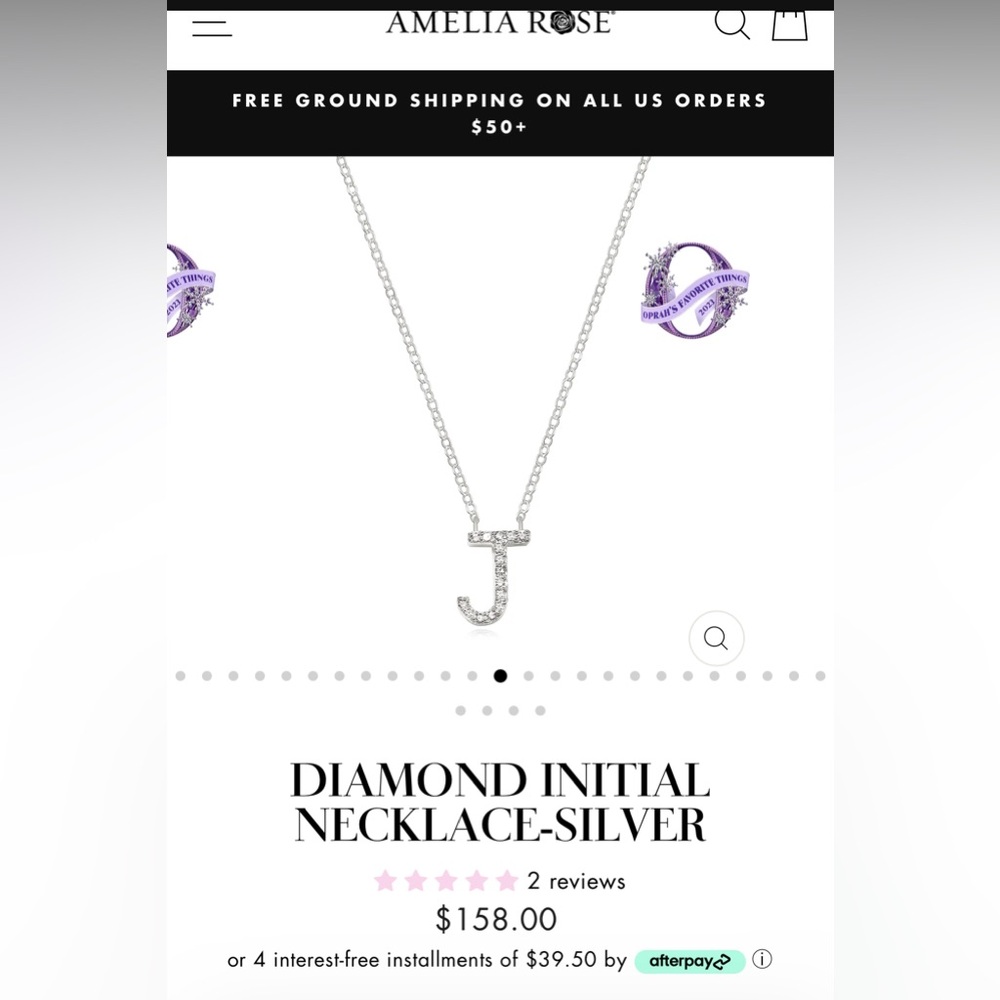 Amelia Rose Diamond J Initial Necklace Silver